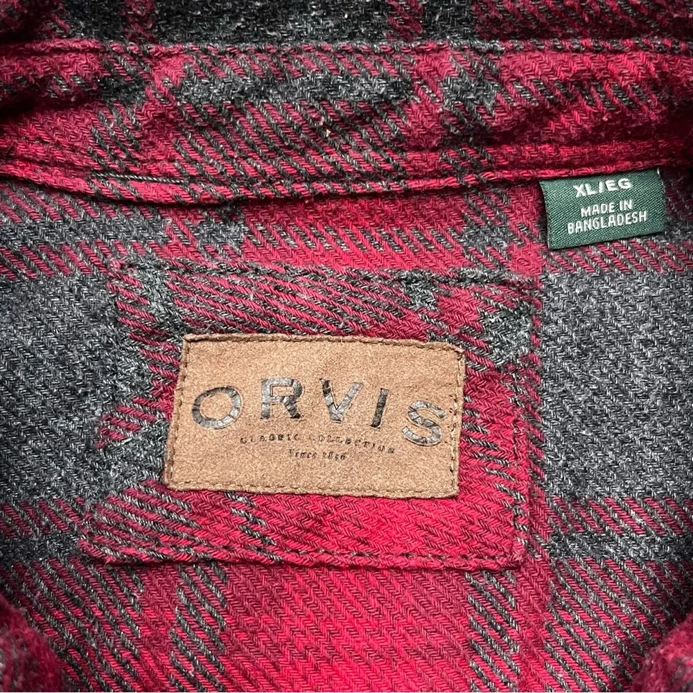 Orvis Classic Collection Heavyweight Flannel Shacket w/Hand Pockets Red Plaid XL